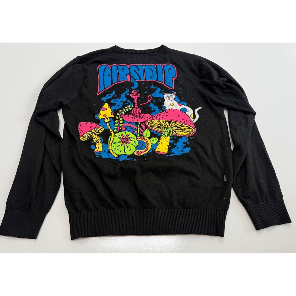 RIPNDIP Lord Nermal Mushroom Graphic Knit Sweater Black Large